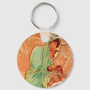Alphonse Mucha Art Nouveau Winter Key Ring