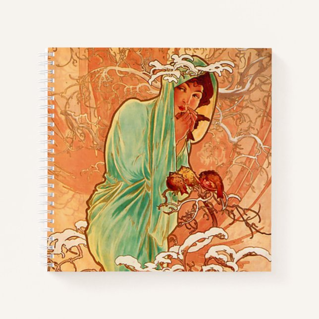Alphonse Mucha Art Nouveau Winter Notebook (Front)