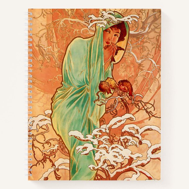 Alphonse Mucha Art Nouveau Winter Notebook (Front)
