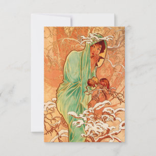 Alphonse Mucha Art Nouveau Winter RSVP Card