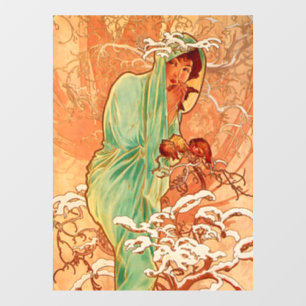 Alphonse Mucha Art Nouveau Winter Window Cling