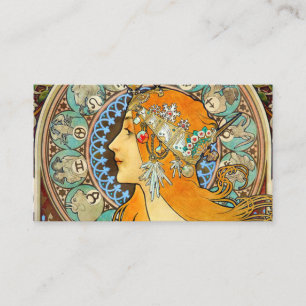 Alphonse Mucha Art Nouveau Zodiac Enclosure Card