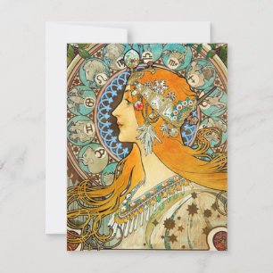 Alphonse Mucha Art Nouveau Zodiac Invitation