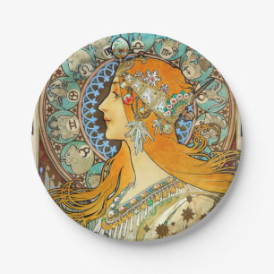 Alphonse Mucha Art Nouveau Zodiac Paper Plate