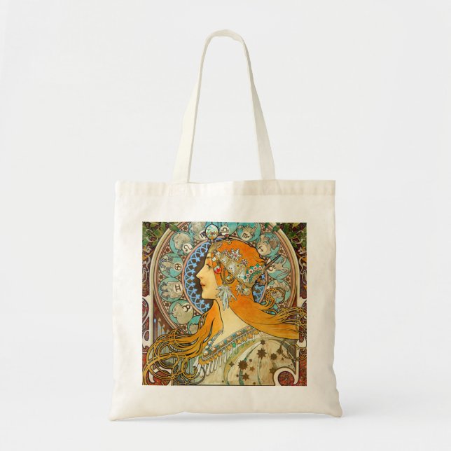 Alphonse Mucha Art Nouveau Zodiac Tote Bag (Front)