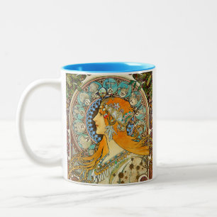 Alphonse Mucha Art Nouveau Zodiac Two-Tone Coffee Mug