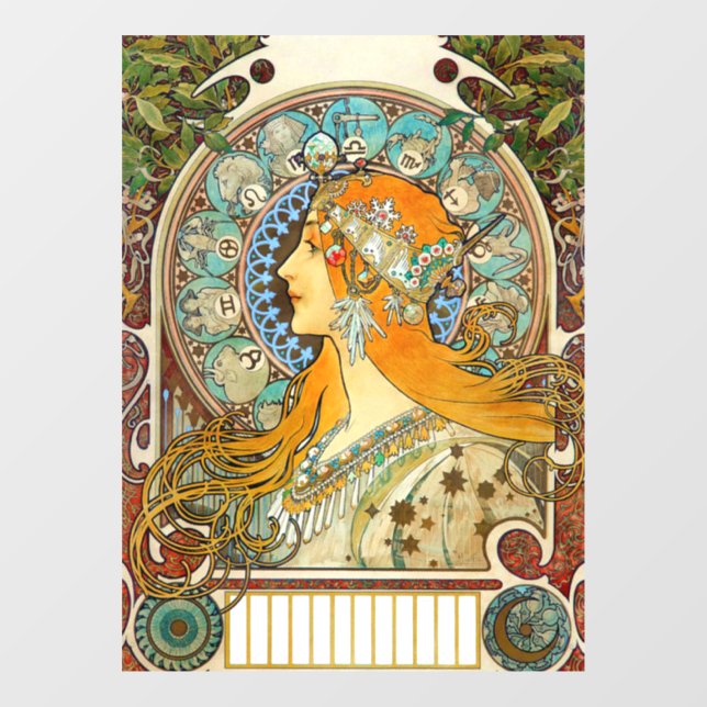 Alphonse Mucha Art Nouveau Zodiac Window Cling (Sheet)