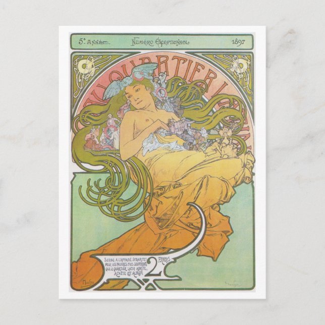 Alphonse Mucha - Au Quartier Latin Postcard (Front)