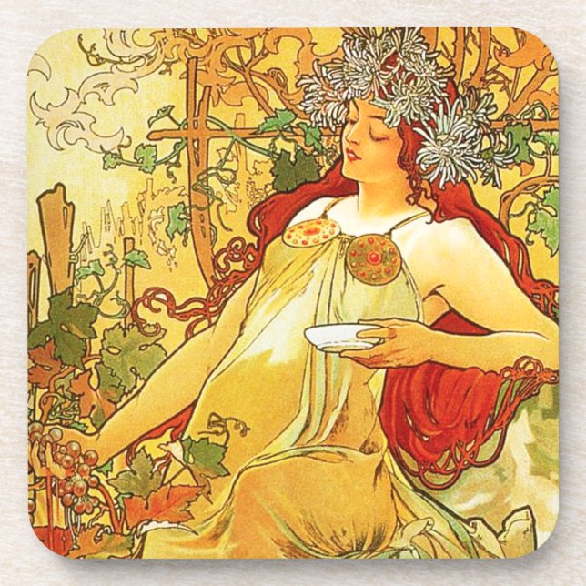 Alphonse Mucha Autumn Coasters (Front)