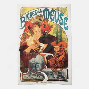 Alphonse Mucha Beer of the Muse Kitchen Towel