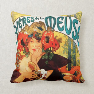 Alphonse Mucha Beer of the Muse Pillow