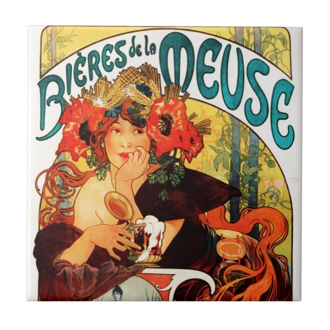 Alphonse Mucha Beer of the Muse Tile (Front)