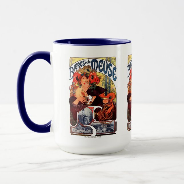 Alphonse Mucha , Bières de la Meuse , 1897 Mug (Left)