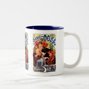 Alphonse Mucha , Bières de la Meuse , 1897 Two-Tone Coffee Mug