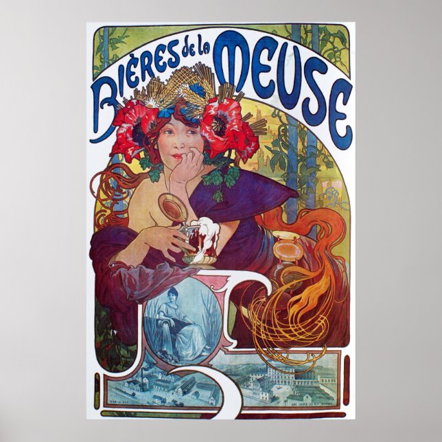 Alphonse Mucha. Bieres De La Meuse, c.1897 Poster (Front)