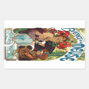 Alphonse Mucha Bieres De La Meuse Rectangular Sticker
