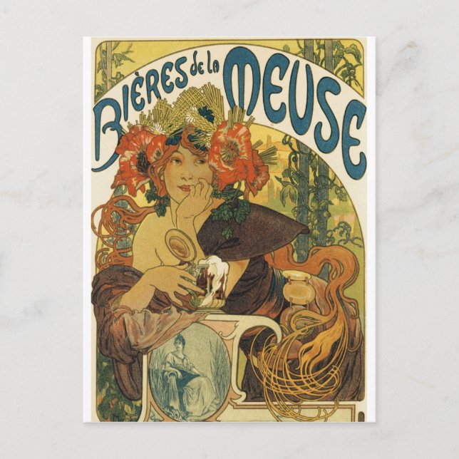 Alphonse Mucha - Bieres de la Muse Postcard (Front)