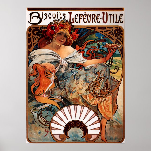 Alphonse Mucha Biscuits Lefevre Utile Poster (Front)