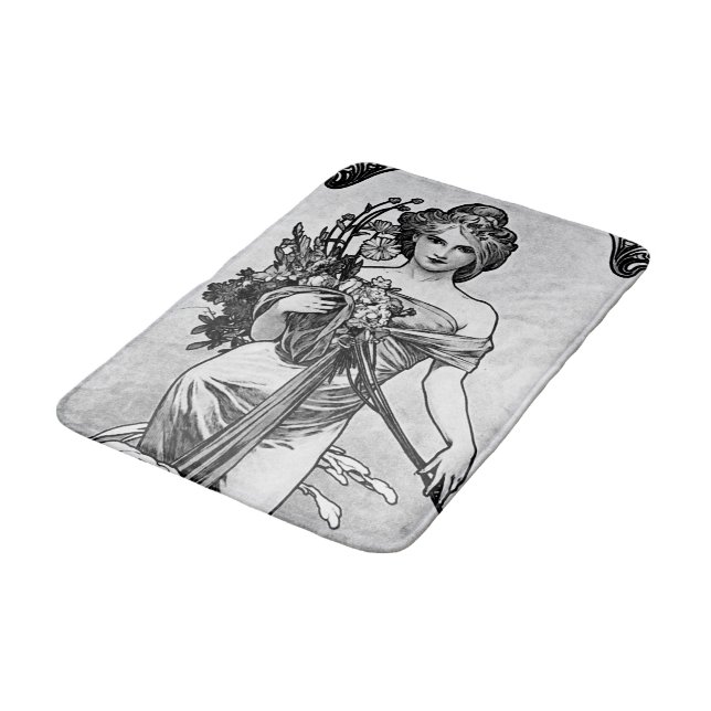 Alphonse Mucha Broken Blossoms Bath Mat (Angled)