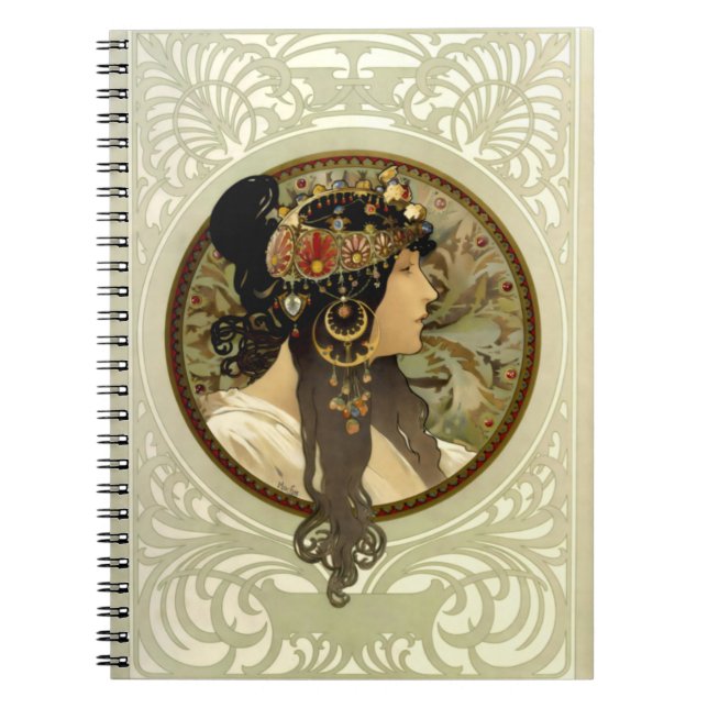 Alphonse Mucha - Byzantine Heads Brunette Notebook (Front)