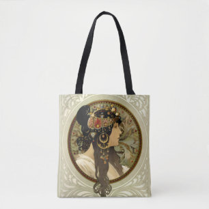 Alphonse Mucha - Byzantine Heads Brunette Tote Bag