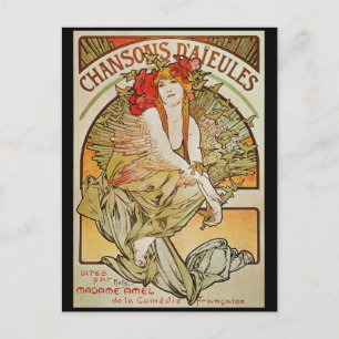 ALPHONSE MUCHA CHANSONS D`AJEULES POSTCARD
