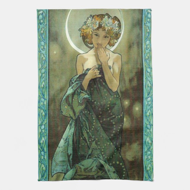 Alphonse Mucha Clair De Lune Kitchen Towel (Vertical)