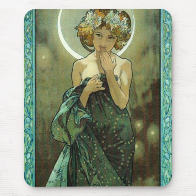 Alphonse Mucha Clair De Lune Mouse Pad (Front)
