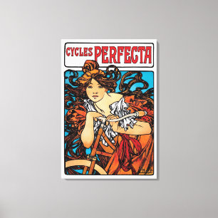 Alphonse Mucha - Cycles Perfecta Retro Art Nouveau Canvas Print