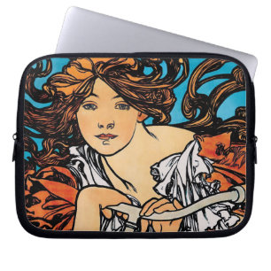 Alphonse Mucha - Cycles Perfecta Retro Art Nouveau Laptop Sleeve