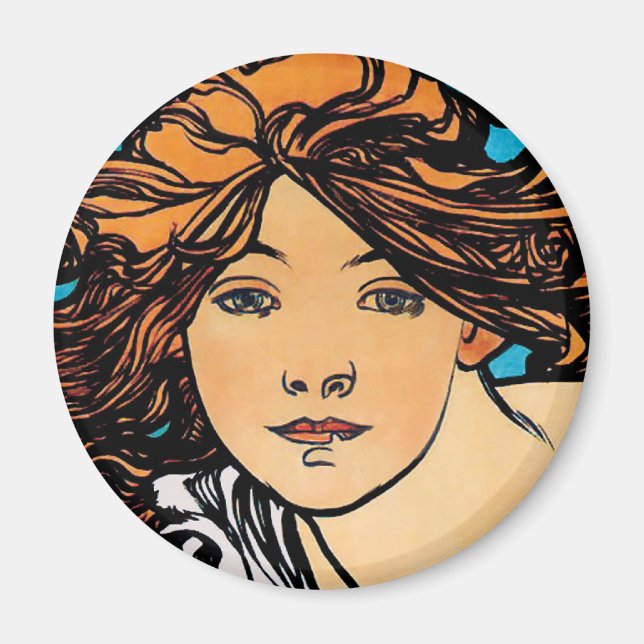 Alphonse Mucha - Cycles Perfecta Retro Art Nouveau Magnet (Front)