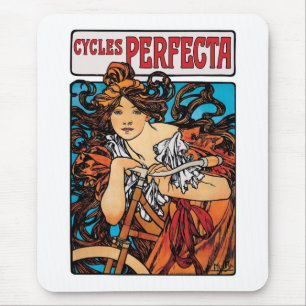 Alphonse Mucha - Cycles Perfecta Retro Art Nouveau Mouse Mat