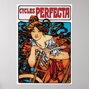 Alphonse Mucha - Cycles Perfecta Retro Art Nouveau Poster