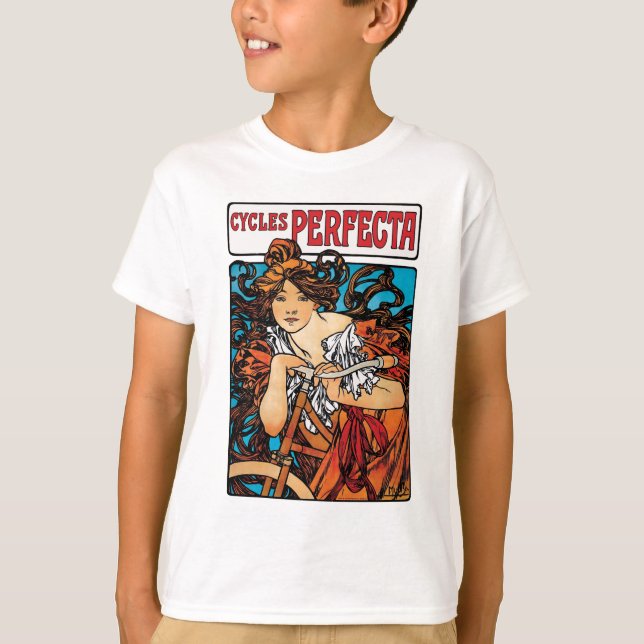 Alphonse Mucha - Cycles Perfecta Retro Art Nouveau T-Shirt (Front)
