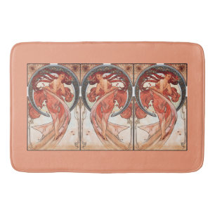 Alphonse Mucha Dance 1898 Art Nouveau Vintage Bath Mat