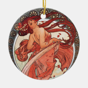 Alphonse Mucha Dance 1898 Art Nouveau Vintage Ceramic Tree Decoration