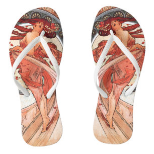 Alphonse Mucha Dance 1898 Art Nouveau Vintage Flip Flops