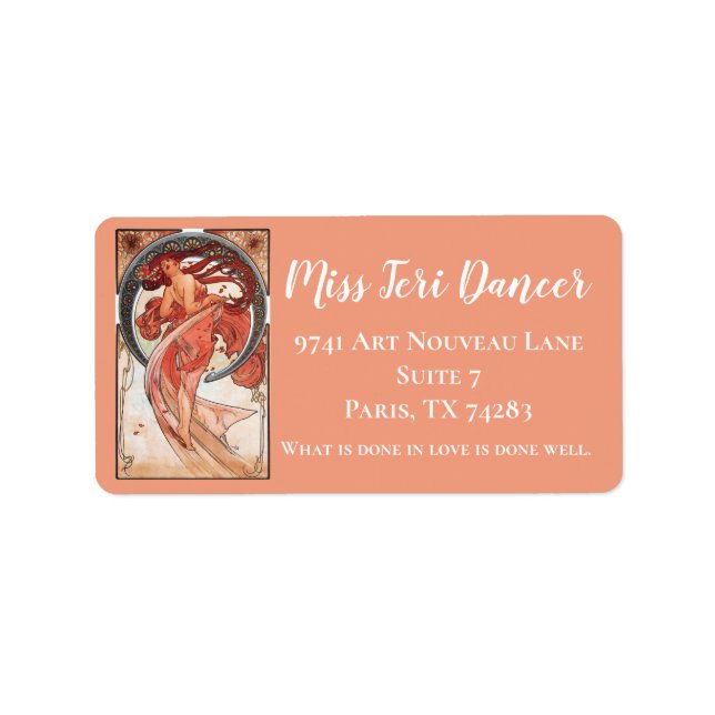 Alphonse Mucha Dance 1898 Art Nouveau Vintage Label (Front)