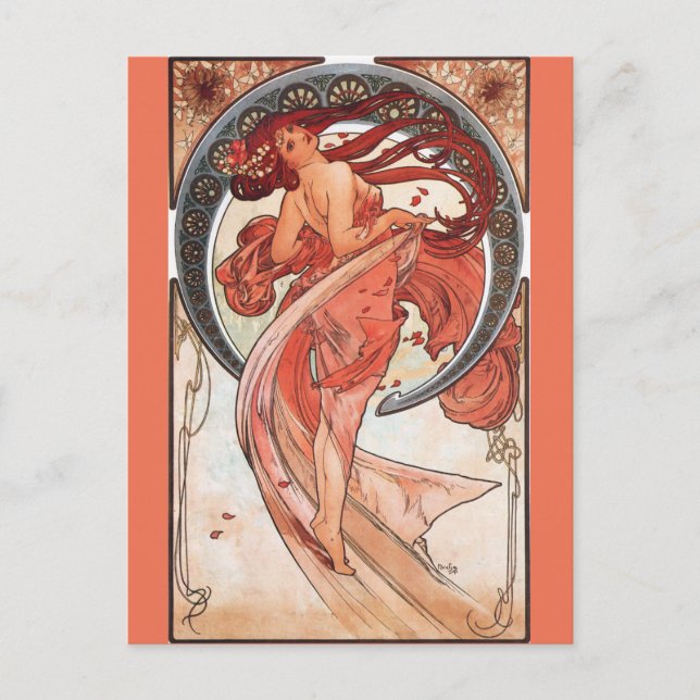 Alphonse Mucha Dance 1898 Art Nouveau Vintage Postcard (Front)