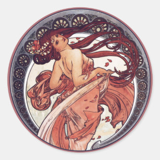 Alphonse Mucha - Dance Classic Round Sticker