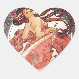 Alphonse Mucha , "Dance" Heart Sticker