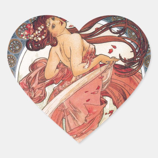 Alphonse Mucha , "Dance" Heart Sticker (Front)
