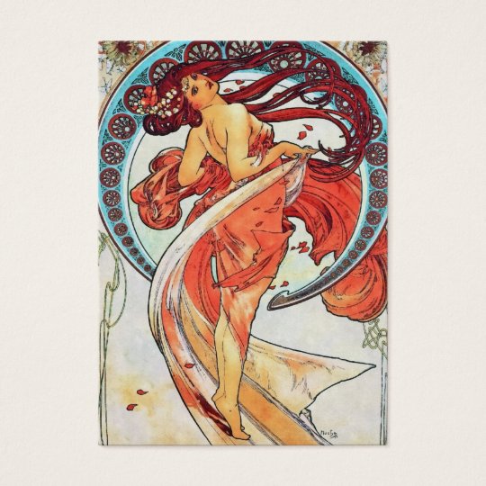 Alphonse Mucha Dance Vintage Art Nouveau Painting Business Card