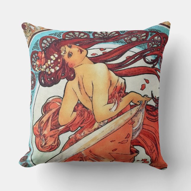 Alphonse Mucha Dance Vintage Art Nouveau Painting Cushion (Front)