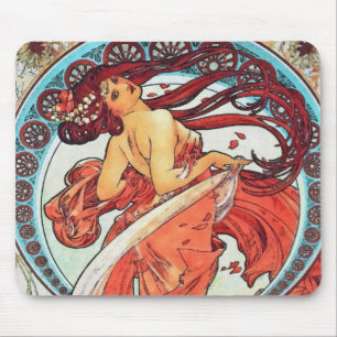 Alphonse Mucha Dance Vintage Art Nouveau Painting Mouse Mat