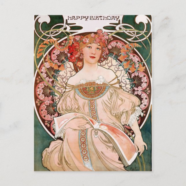 Alphonse Mucha: Daydream (Rêverie) Postcard (Front)
