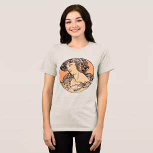 Alphonse Mucha Design - Elegant Art Nouveau Woman Tri-Blend Shirt
