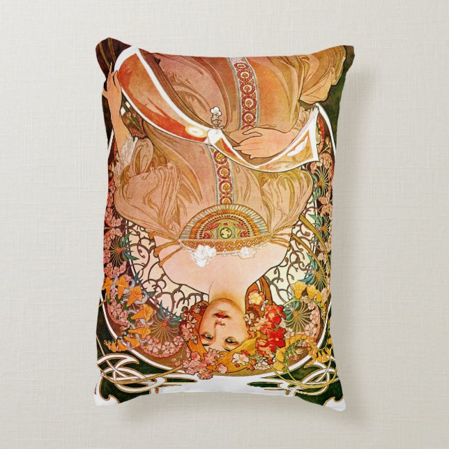 Alphonse Mucha Dreaming (Reverie) Decorative Cushion (Back(Vertical))