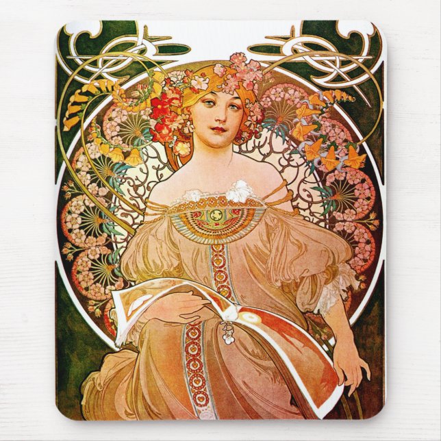 Alphonse Mucha Dreaming (Reverie) Mouse Mat (Front)
