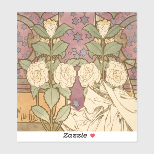 Alphonse Mucha Elegant Art Nouveau Stars Camellia  (Sheet)